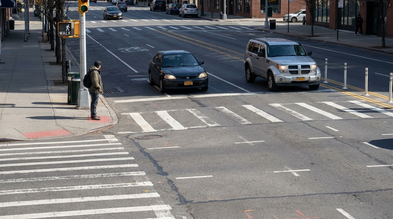 Pedestrian safety comparison showing differences between compact car and SUV front-end height