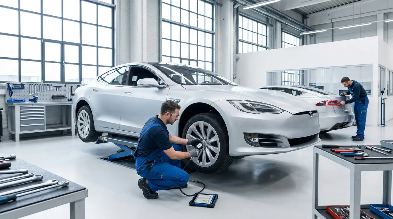 Vehicle safety inspection focused on tires lights and braking systems
